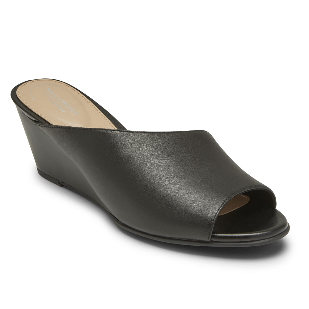 Rockport Womens Total Motion Taylor Asymmetrical - Slides Black - LKX312794